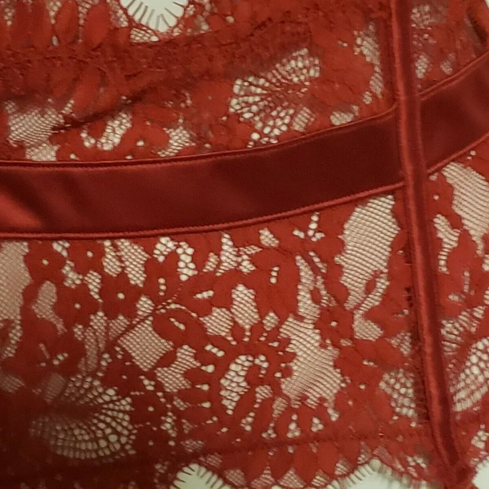 City Chic Clementine Lace Garter Belt in Red XS/14 - Picture 6 of 12